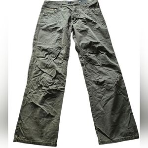 KUHL Vintage Patin Dye Olive Green Gray Cargo Carpenter Ourltdoor Pants Sz 36×32